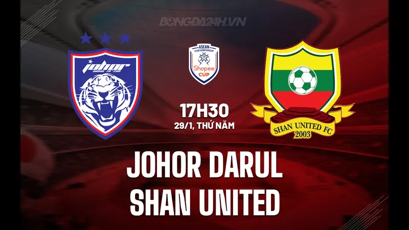 Cầu thủ Johor DT và Shan Utd tranh chấp quả bóng Cầu thủ Johor DT và Shan Utd tranh chấp quả bóng